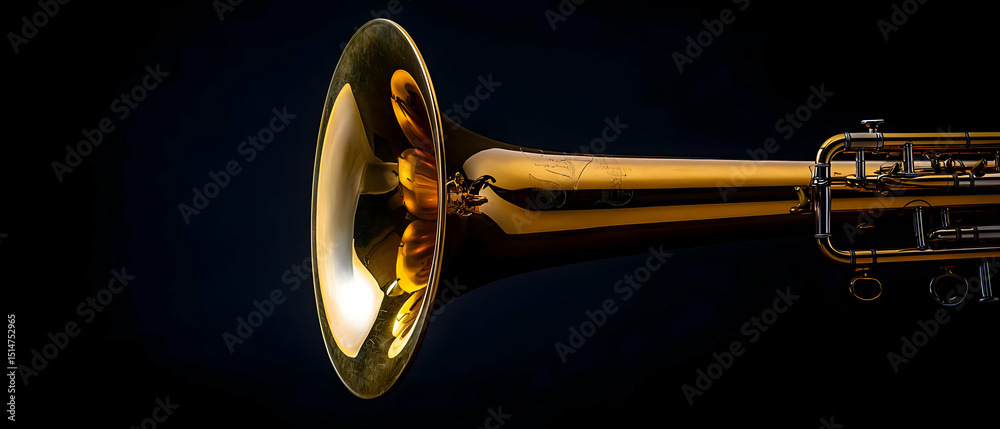 Obraz premium Golden Trumpet On Black Background