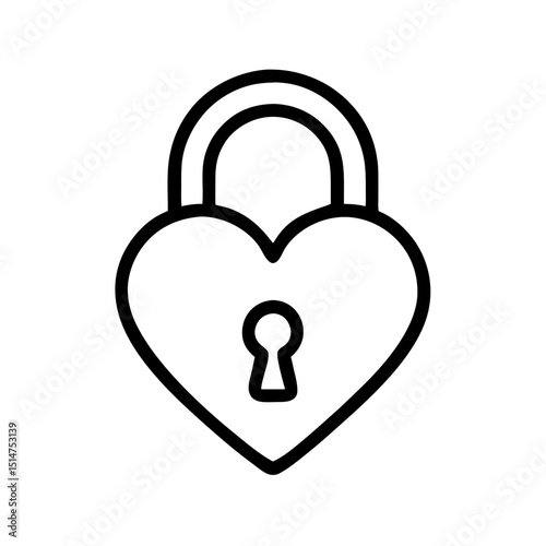 Heart-shaped lock representing love and security as a simple linear vector icon  