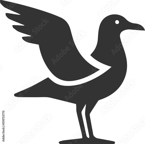 Vector drawing silhouette of a seagull bird artwork black