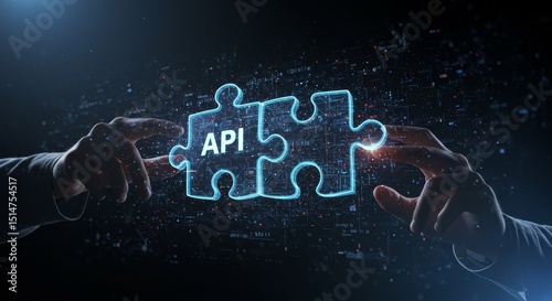 3D Blue API Puzzle Connection with Hands Integration and Software