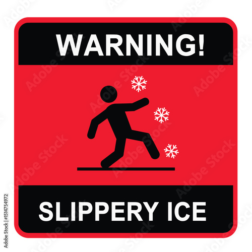 Slippery ice sign. Slip danger icon. Vector sign on transparent background