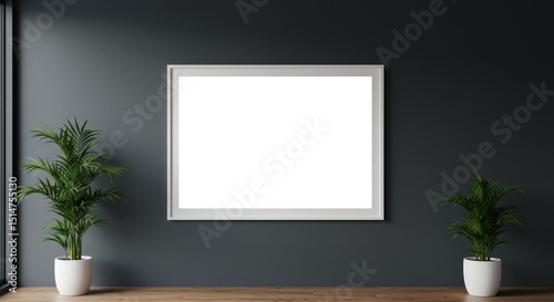 3D Frame Mockup Empty Wall Interior Modern Template Poster Design