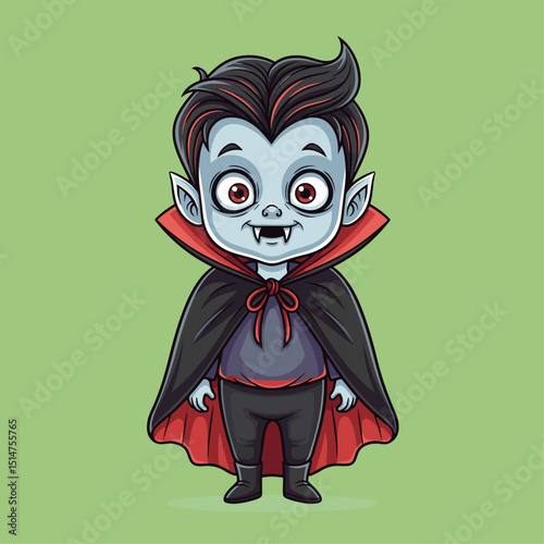 cute vampire halloween kid cosplay vector illustration