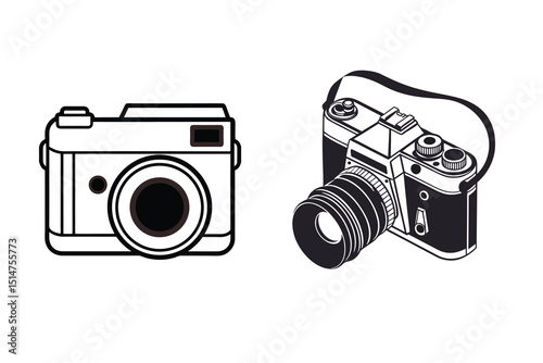 Camera Silhouette Vector Illustration Photography Equipment Icon Design