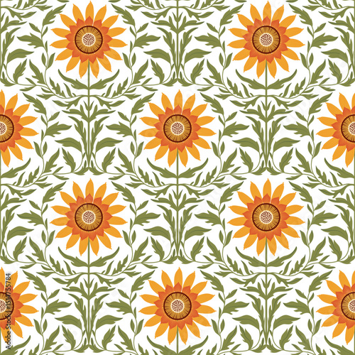 Seamless pattern with yellow wild flowers. Seamless pattern with sunflowers. Yellow stylized flowers.