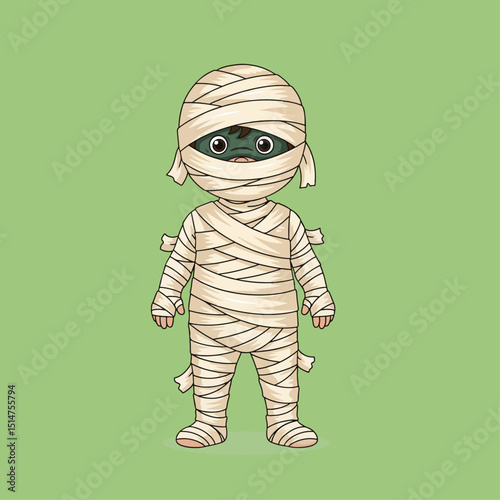 vector illustration kid cosplay mummy halloween