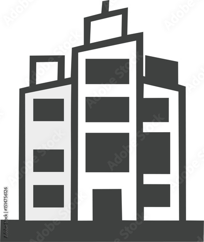 icon building monochrome vect...