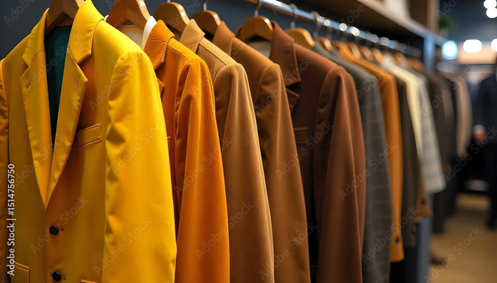 custom made wallpaper toronto digitalA rack of fashionable jackets in a retail store, showcasing a variety of colors and styles.