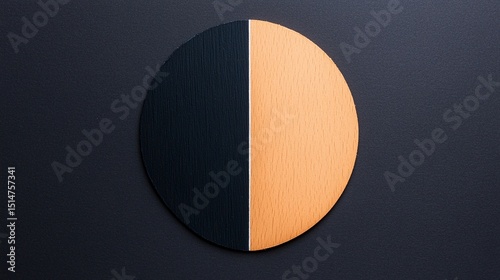 Half Black Half Brown Wooden Circle on Dark Background