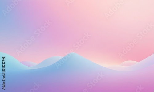 Pastel Dreamscape, Abstract Gradient Hills under a Serene Sky Backdrop
