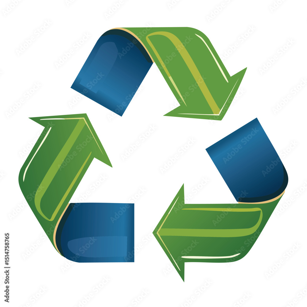 Green recycling symbol with arrows forming a clean, circular eco-concept on a white background