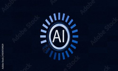 Artificial Intelligence AI Concept-Large Computer Screen Showing Artificial Intelligence AI. 