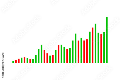 Stock Trading Graph on White Background. Vector Illustration