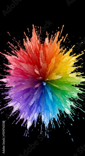 Abstract Color Splash Explosion on Black Background Illustration