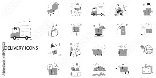 Delivery simple concept 24 Grew color icons set .Vector illustration.