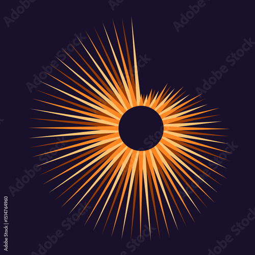 Set of abstract galactic concentrical spiral sun ray heat, quantic sound wave, circular lights top view, golden ratio, eclipse flat outline logo style vector illustration wallpaper