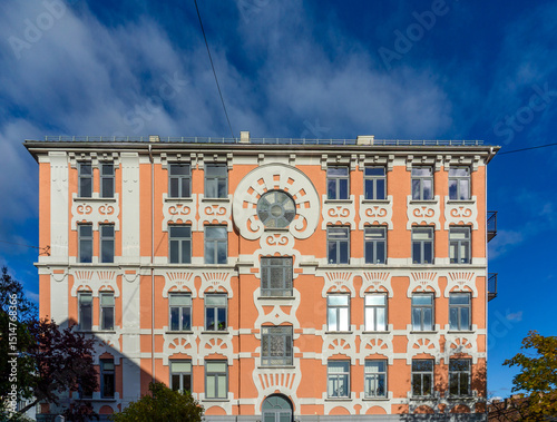 Canvas Print Charming Residential Architecture in Fougstadts Street, Ila District, Oslo
