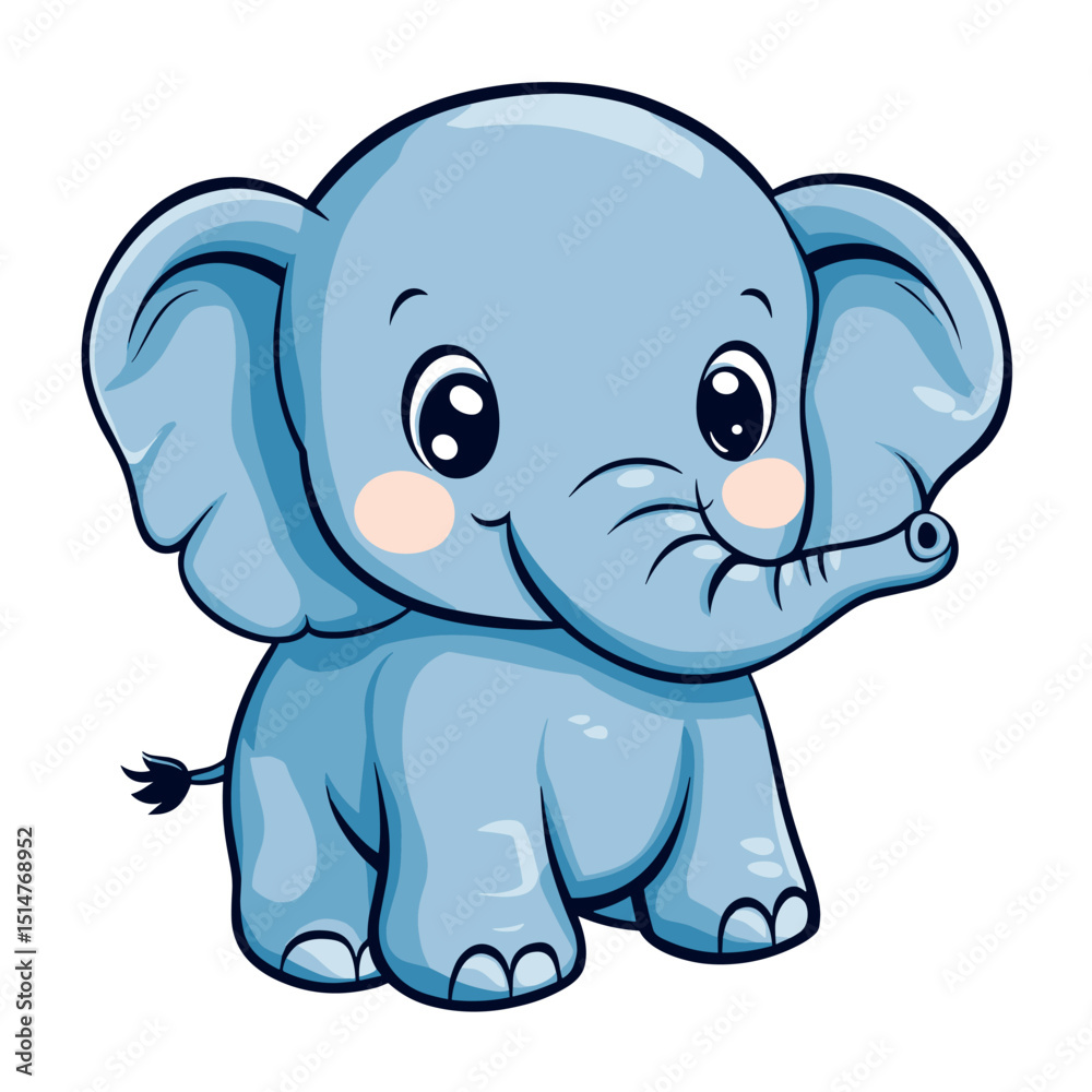 Fototapeta premium cute little baby elephant childish isolated vector illustration