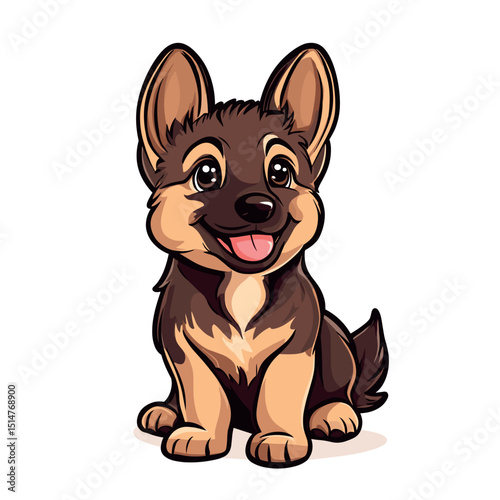 cute little dog puppy german sheperd childish isolated vector illustration