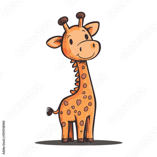 cute little giraffe childish isolated vector illustration