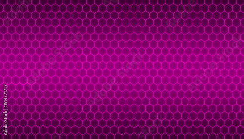 Purple hexagonal neon light abstract technology background