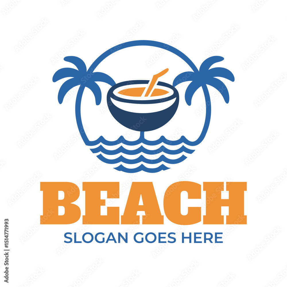 Fototapeta premium Palm Island Beach Logo
