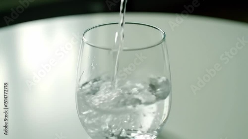Water Pouring into Glass on White Table