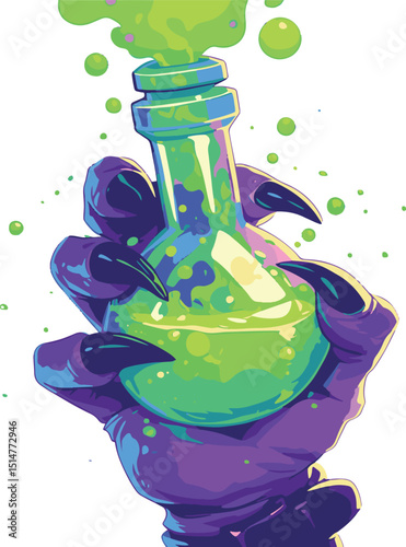 Experimenting with a vivid potion laboratory digital art colorful environment close-up