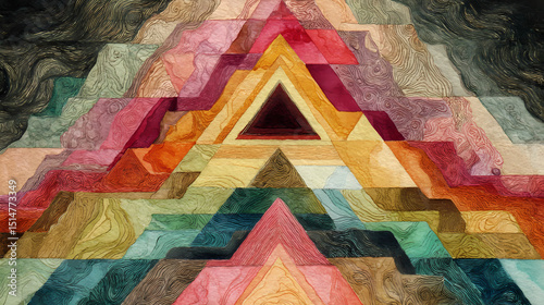 gallery poster on color theory | color as language | inner resonance | high contrast tones | colorist hierarchy | pyramidal vibrations | improvised layering | linear rhythm | symbolic geometry |