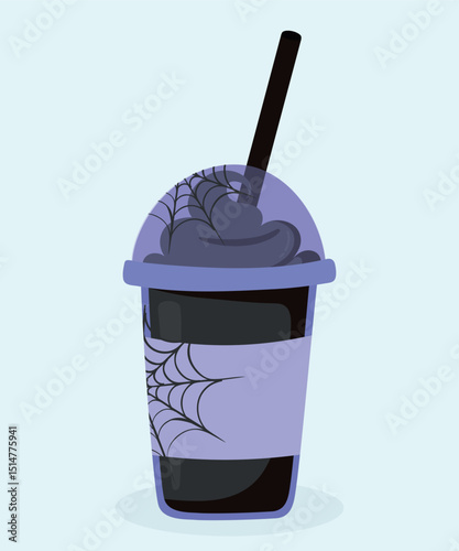 Flat Design Illustration with Ice Cream Milkshake at Boo Taste