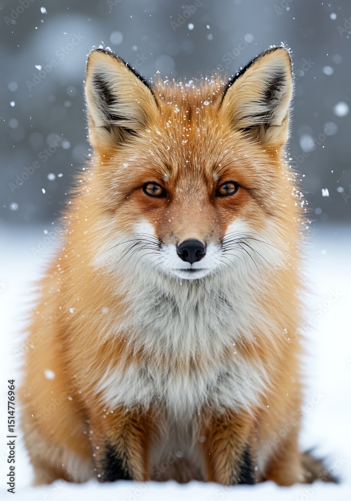 Obraz premium Red fox Vulpes in snow, a captivating image of a fox in its winter habitat