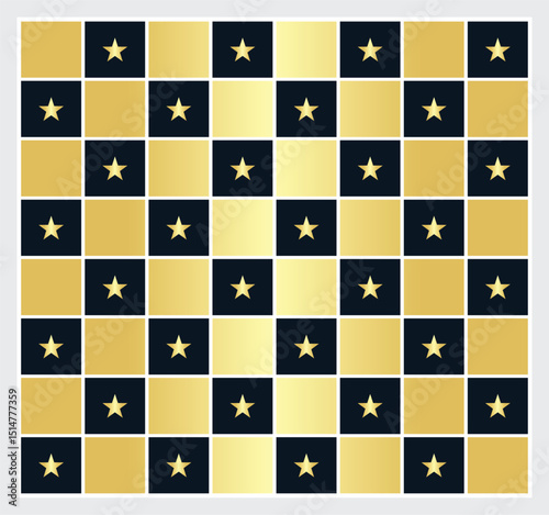 Golden and Black Chess Board Game – Isolated Top View Vector Illustration