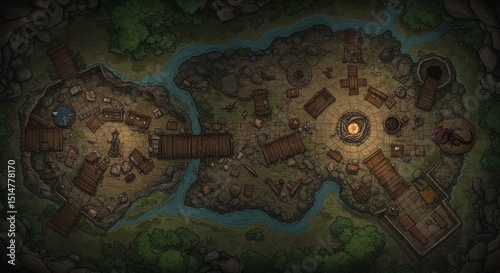 Fantasy Village Top Down Battlemap For Dungeons and Dragons Game
