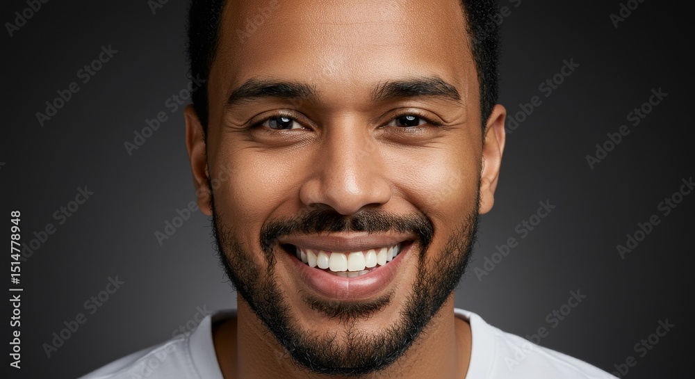 Obraz premium Headshot Portrait of a Man Smiling Happily in Studio with Beard