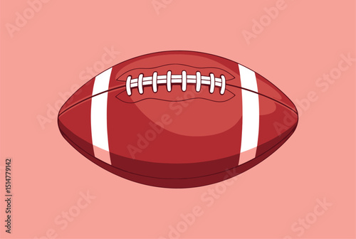 High-Quality American Football Illustration with White Stripes and Detailed Laces – Sports Equipment for NFL, Rugby, Competitive Games, Outdoor Recreation, Athletic Gear, Fans & Enthusiasts