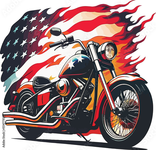 Red sport motorcycle on a road, also available as a vector illustration, captures speed and power