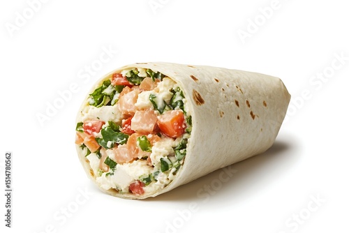 Delicious Vegetable Wrap with Tomato Spinach and Feta Cheese Isolated photo