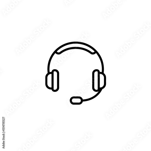 Headset with microphone in minimalist line art style  