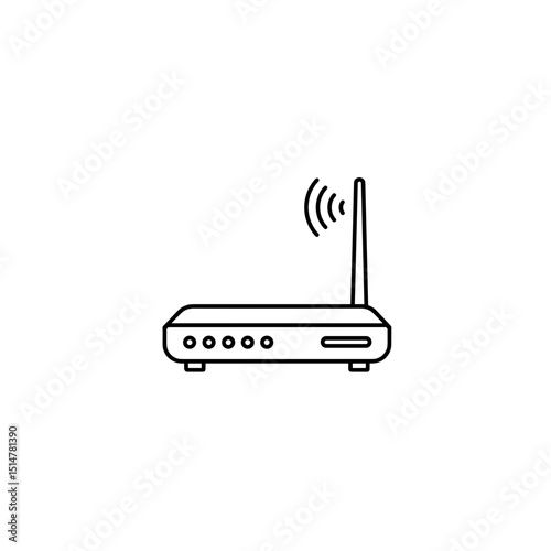 Wireless router with antenna and signal indicator in minimalist design  