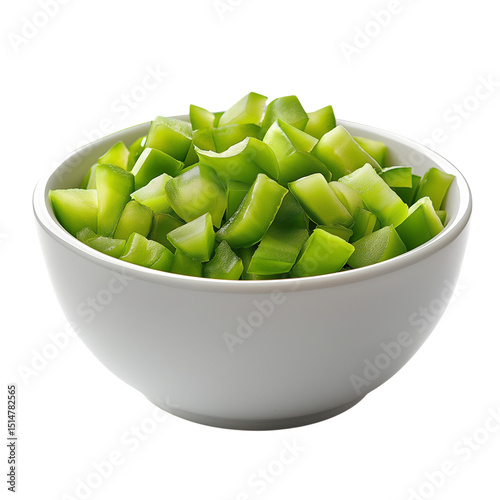 Wallpaper Mural Green pepper slices on white background great for healthy diet and cooking content Torontodigital.ca