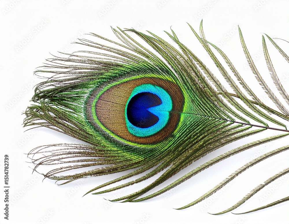 Fototapeta premium peacock feather on white background