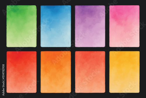 Colorful gradient rectangles arranged in a neat grid layout on a black background, representing modern color palettes and visual harmony.