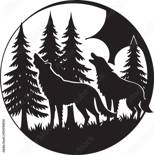 Black vector silhouette illustration of a wild eagle with outstretched wings, isolated for nature and wildlife art