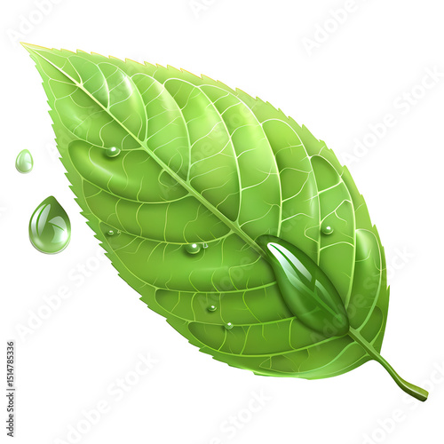 green leaf with water drops