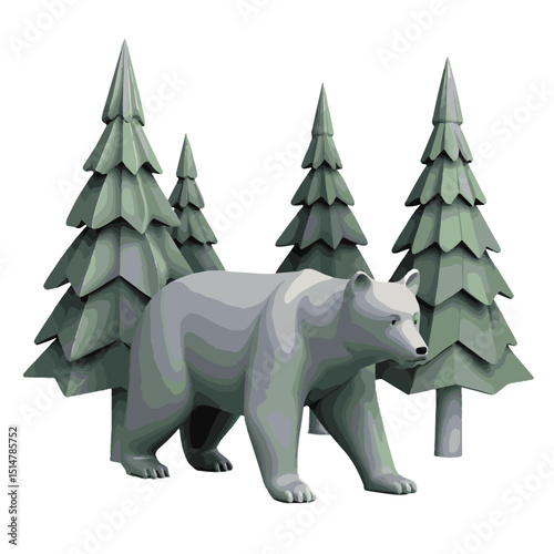 3D render of a Christmas tree next to a walking baby elephant