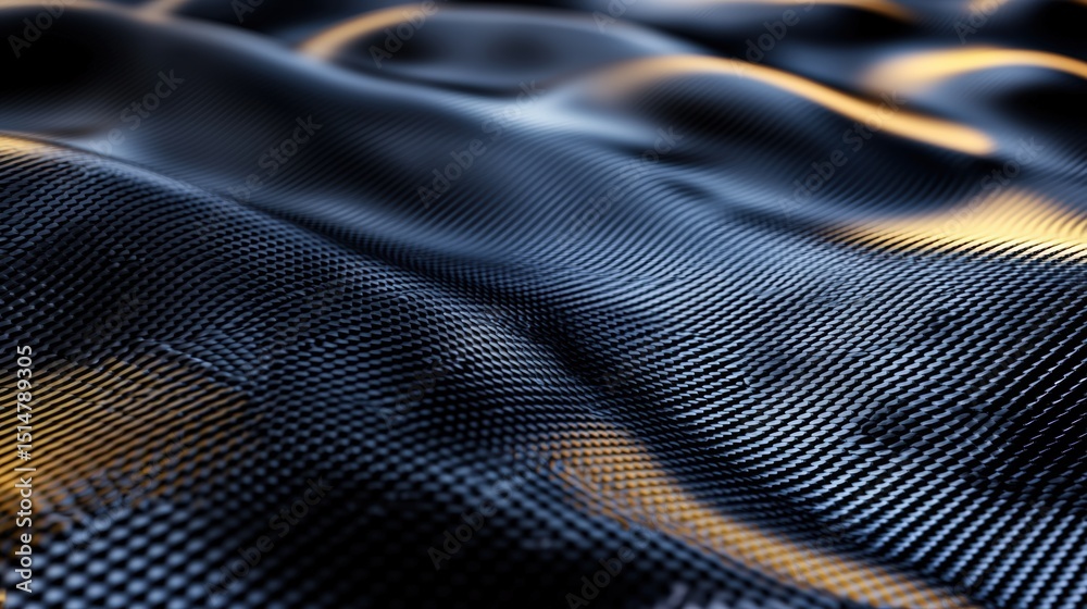 Naklejka premium Abstract Black Surface with Wavy Texture and Golden Highlights