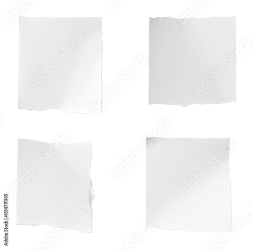 Wallpaper Mural Frayed Edges on Torn White Paper Sheet for Dramatic Artistic Effect, Isolated on Transparent Background Torontodigital.ca