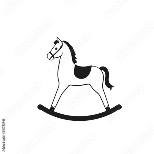 Outline illustration of a rocking horse toy in a playful design