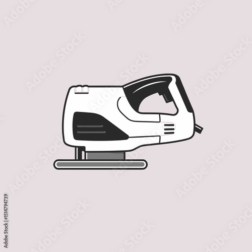 Illustration of a modern jigsaw tool on soft pastel background