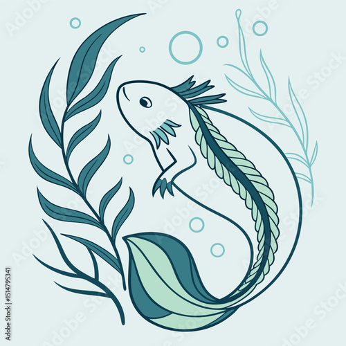 Axolotl Aquatic Life Illustration